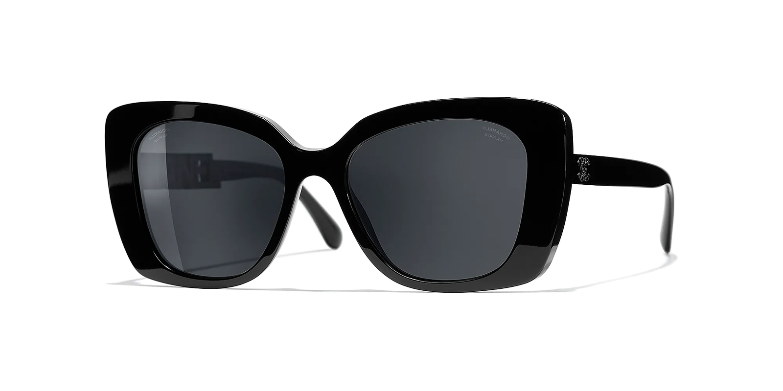 chanel black sunglasses with chanel on side