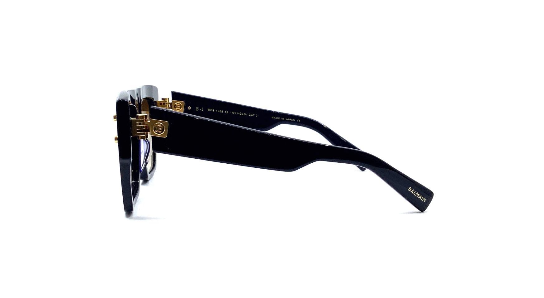 Balmain BPS-100A Black and gold-tone acetate B-I sunglasses