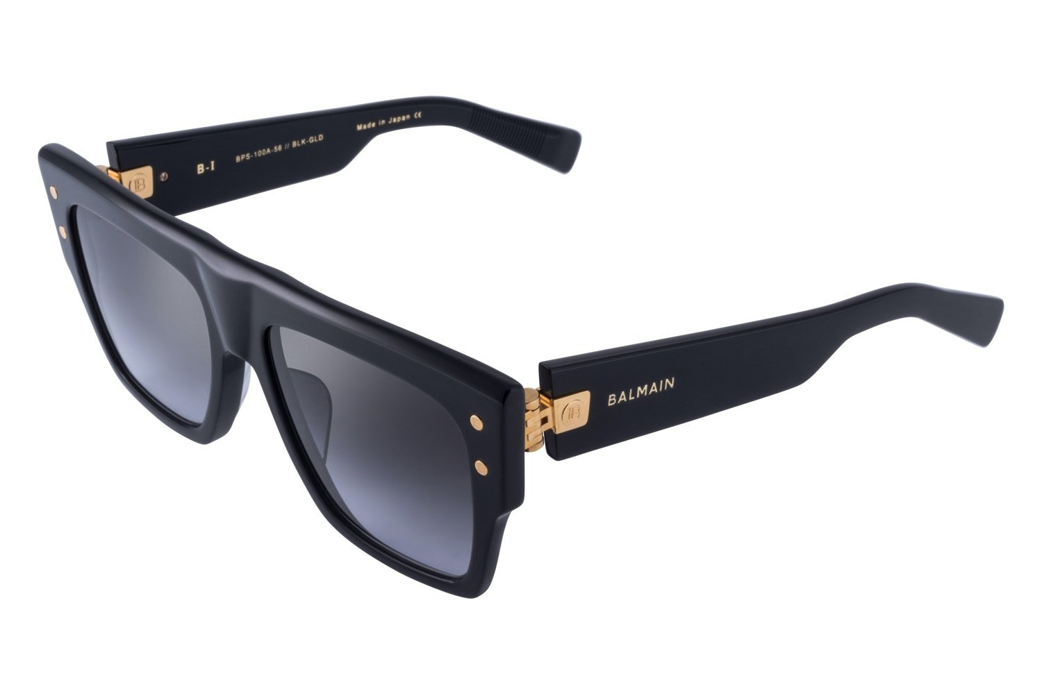 Balmain BPS-100A Black and gold-tone acetate B-I sunglasses