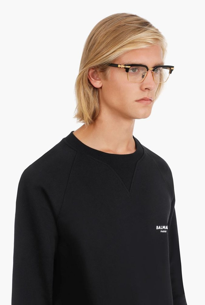 BALMAIN Okulary korekcyjne Black and gold-tone titanium Legion-II